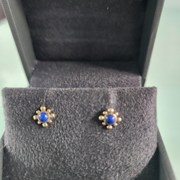 Astley Clarke Floris Mini Stud Earrings, Lapis Lazuli Gold Vermeil, VERY USED - Picture 3 of 16